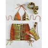 image:imageRoseSeek Womens 4 Piece Polka Dots Swimsuits Triangle Bathing Suit Bikini Sets Cover Up Skirt BandanaBurnt Orange