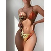 image:imageRoseSeek Womens 4 Piece Polka Dots Swimsuits Triangle Bathing Suit Bikini Sets Cover Up Skirt BandanaBurnt Orange
