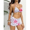 image:imageRoseSeek Womens 4 Piece Polka Dots Swimsuits Triangle Bathing Suit Bikini Sets Cover Up Skirt BandanaFloral Dots