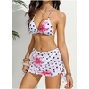 image:imageRoseSeek Womens 4 Piece Polka Dots Swimsuits Triangle Bathing Suit Bikini Sets Cover Up Skirt BandanaFloral Dots