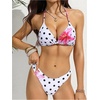 image:imageRoseSeek Womens 4 Piece Polka Dots Swimsuits Triangle Bathing Suit Bikini Sets Cover Up Skirt BandanaFloral Dots