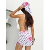 image:imageRoseSeek Womens 4 Piece Polka Dots Swimsuits Triangle Bathing Suit Bikini Sets Cover Up Skirt BandanaFloral Dots