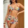 image:imageRoseSeek Womens 4 Piece Polka Dots Swimsuits Triangle Bathing Suit Bikini Sets Cover Up Skirt BandanaFlower Print