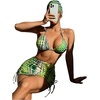 image:imageRoseSeek Womens 4 Piece Polka Dots Swimsuits Triangle Bathing Suit Bikini Sets Cover Up Skirt BandanaGreen