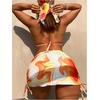 image:imageRoseSeek Womens 4 Piece Polka Dots Swimsuits Triangle Bathing Suit Bikini Sets Cover Up Skirt BandanaMint Orange