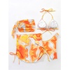 image:imageRoseSeek Womens 4 Piece Polka Dots Swimsuits Triangle Bathing Suit Bikini Sets Cover Up Skirt BandanaMint Orange