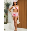 image:imageRoseSeek Womens 4 Piece Polka Dots Swimsuits Triangle Bathing Suit Bikini Sets Cover Up Skirt BandanaPink Floral