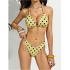 image:imageRoseSeek Womens 4 Piece Polka Dots Swimsuits Triangle Bathing Suit Bikini Sets Cover Up Skirt BandanaYellow Dots