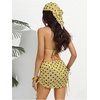image:imageRoseSeek Womens 4 Piece Polka Dots Swimsuits Triangle Bathing Suit Bikini Sets Cover Up Skirt BandanaYellow Dots