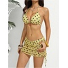 image:imageRoseSeek Womens 4 Piece Polka Dots Swimsuits Triangle Bathing Suit Bikini Sets Cover Up Skirt BandanaYellow Dots
