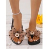 image:imageRoseSeek Womens Bow Knot Flip Flops Open Toe Dressy Thong Sandals Comfy Summer Vacation FlatsCoffee Brown