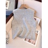image:imageRoseSeek Womens Button Down Sweater Vest Sleeveless Crewneck Knit Outerwear Old Money KnitwearLight Grey