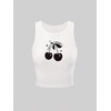 image:imageRoseSeek Womens Cherry Print Cropped Tank Top Scoop Neck Sleeveless Slim Fit Summer TopsBlack Cherry White
