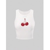 image:imageRoseSeek Womens Cherry Print Cropped Tank Top Scoop Neck Sleeveless Slim Fit Summer TopsCherry White