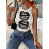image:imageRoseSeek Womens Cherry Print Cropped Tank Top Scoop Neck Sleeveless Slim Fit Summer TopsWhite and Grey