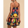 image:imageRoseSeek Womens Floral Boho Flowy Mini Cami Dress Ruffle Hem Spaghetti Strap Vacation Tank DressesBlack