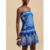 image:imageRoseSeek Womens Floral Boho Flowy Mini Cami Dress Ruffle Hem Spaghetti Strap Vacation Tank DressesBlue and White