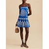 image:imageRoseSeek Womens Floral Boho Flowy Mini Cami Dress Ruffle Hem Spaghetti Strap Vacation Tank DressesBlue and White