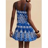 image:imageRoseSeek Womens Floral Boho Flowy Mini Cami Dress Ruffle Hem Spaghetti Strap Vacation Tank DressesBlue and White
