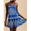 image:imageRoseSeek Womens Floral Boho Flowy Mini Cami Dress Ruffle Hem Spaghetti Strap Vacation Tank DressesBlue and White
