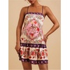 image:imageRoseSeek Womens Floral Boho Flowy Mini Cami Dress Ruffle Hem Spaghetti Strap Vacation Tank DressesDeep Pink
