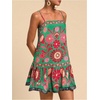 image:imageRoseSeek Womens Floral Boho Flowy Mini Cami Dress Ruffle Hem Spaghetti Strap Vacation Tank DressesGreen
