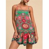 image:imageRoseSeek Womens Floral Boho Flowy Mini Cami Dress Ruffle Hem Spaghetti Strap Vacation Tank DressesGreen