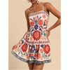 image:imageRoseSeek Womens Floral Boho Flowy Mini Cami Dress Ruffle Hem Spaghetti Strap Vacation Tank DressesMulticolor
