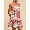 image:imageRoseSeek Womens Floral Boho Flowy Mini Cami Dress Ruffle Hem Spaghetti Strap Vacation Tank DressesMulticolor