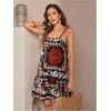 image:imageRoseSeek Womens Floral Boho Flowy Mini Cami Dress Ruffle Hem Spaghetti Strap Vacation Tank DressesMulticolor Black