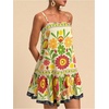 image:imageRoseSeek Womens Floral Boho Flowy Mini Cami Dress Ruffle Hem Spaghetti Strap Vacation Tank DressesYellow