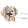 image:imageRoseSeek Womens Graphic Letter Tee Crew Neck Drop Shoulder Trendy Summer T Shirt Short Sleeve Vintage Car Print TopApricot