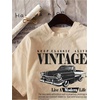 image:imageRoseSeek Womens Graphic Letter Tee Crew Neck Drop Shoulder Trendy Summer T Shirt Short Sleeve Vintage Car Print TopApricot