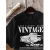 image:imageRoseSeek Womens Graphic Letter Tee Crew Neck Drop Shoulder Trendy Summer T Shirt Short Sleeve Vintage Car Print TopBlack