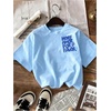 image:imageRoseSeek Womens Graphic Letter Tee Crew Neck Drop Shoulder Trendy Summer T Shirt Short Sleeve Vintage Car Print TopBlue