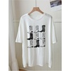 image:imageRoseSeek Womens Graphic Letter Tee Crew Neck Drop Shoulder Trendy Summer T Shirt Short Sleeve Vintage Car Print TopBoots White