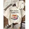 image:imageRoseSeek Womens Graphic Letter Tee Crew Neck Drop Shoulder Trendy Summer T Shirt Short Sleeve Vintage Car Print TopPrint Apricot