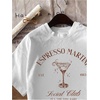 image:imageRoseSeek Womens Graphic Letter Tee Crew Neck Drop Shoulder Trendy Summer T Shirt Short Sleeve Vintage Car Print TopPure Letter White