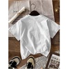 image:imageRoseSeek Womens Graphic Letter Tee Crew Neck Drop Shoulder Trendy Summer T Shirt Short Sleeve Vintage Car Print TopStar White