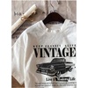 image:imageRoseSeek Womens Graphic Letter Tee Crew Neck Drop Shoulder Trendy Summer T Shirt Short Sleeve Vintage Car Print TopWhite