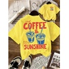 image:imageRoseSeek Womens Graphic Letter Tee Crew Neck Drop Shoulder Trendy Summer T Shirt Short Sleeve Vintage Car Print TopYellow Red