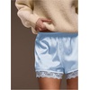 image:imageRoseSeek Womens Lace Trim Satin Shorts Shiny Elastic Waist Mini Shorts French KnickersBlue