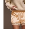 image:imageRoseSeek Womens Lace Trim Satin Shorts Shiny Elastic Waist Mini Shorts French KnickersBright Yellow