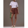 image:imageRoseSeek Womens Lace Trim Satin Shorts Shiny Elastic Waist Mini Shorts French KnickersBrown