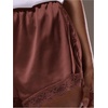 image:imageRoseSeek Womens Lace Trim Satin Shorts Shiny Elastic Waist Mini Shorts French KnickersBrown