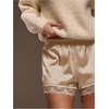 image:imageRoseSeek Womens Lace Trim Satin Shorts Shiny Elastic Waist Mini Shorts French KnickersChampagne White