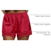 image:imageRoseSeek Womens Lace Trim Satin Shorts Shiny Elastic Waist Mini Shorts French KnickersRed