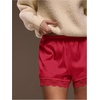 image:imageRoseSeek Womens Lace Trim Satin Shorts Shiny Elastic Waist Mini Shorts French KnickersRed