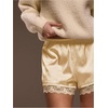 image:imageRoseSeek Womens Lace Trim Satin Shorts Shiny Elastic Waist Mini Shorts French KnickersSoft Yellow