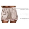 image:imageRoseSeek Womens Lace Trim Satin Shorts Shiny Elastic Waist Mini Shorts French KnickersWhite